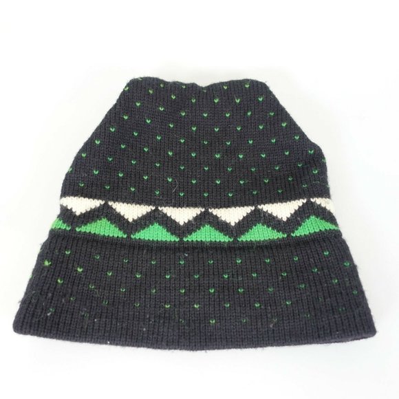 KNITS by HART USA Men's Black Green Ski Hat OS Beanie 100% Wool Winter Cozy - Picture 1 of 10